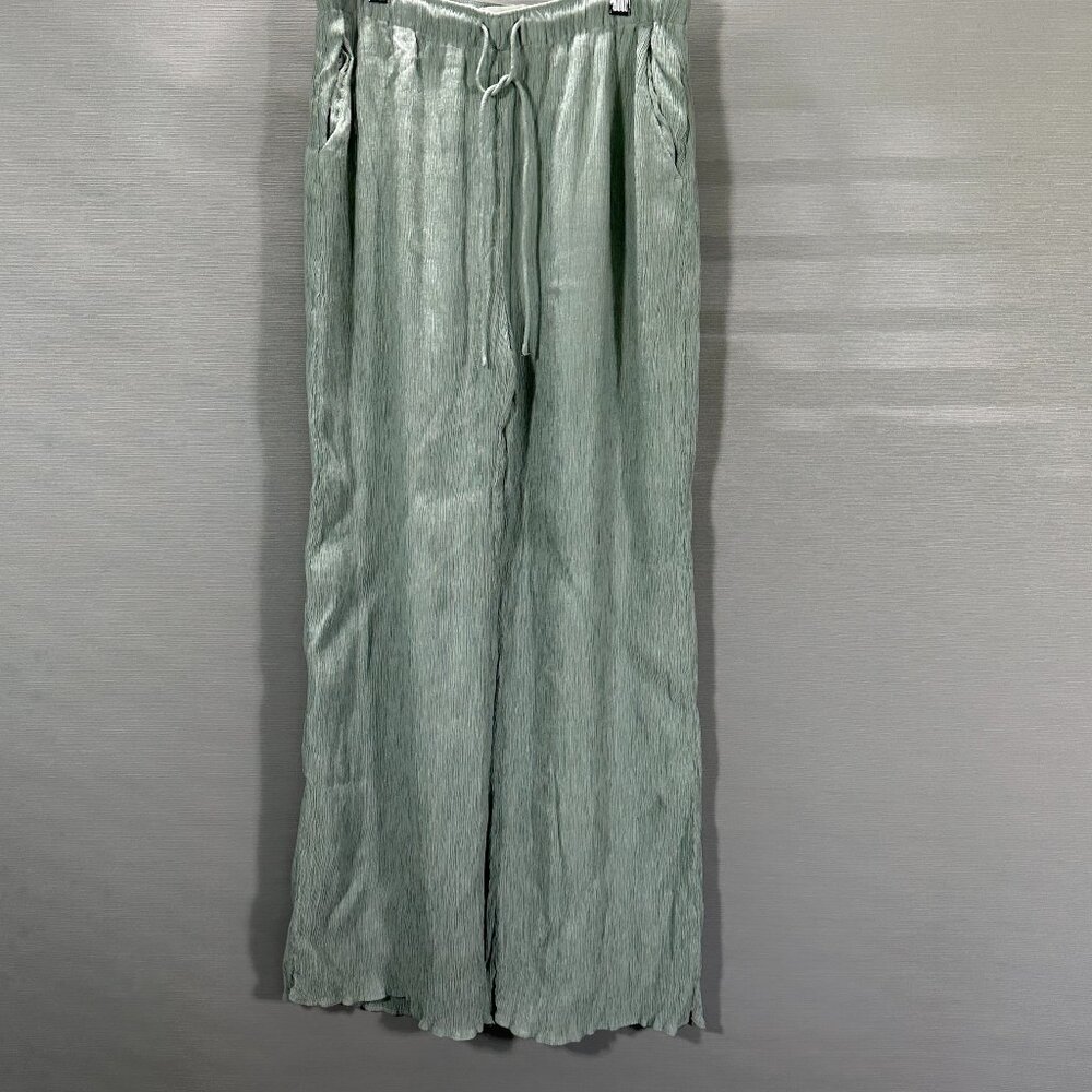 Abercrombie & Fitch Pants Women Small Pull On Wide Leg Lettuce Hem Gauzy Crinkle